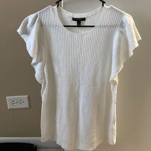 White flutter sleeve top